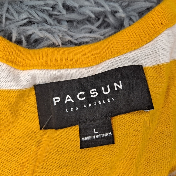 NEW Pacsun Tank Top Yellow White Summer Striped - Picture 3 of 5
